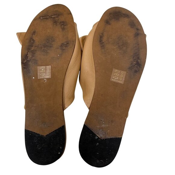 Anthropologie Gemma Bow Slide Sandals Tan Leather Bow Slip-On Size 39 8.5 - Picture 6 of 8